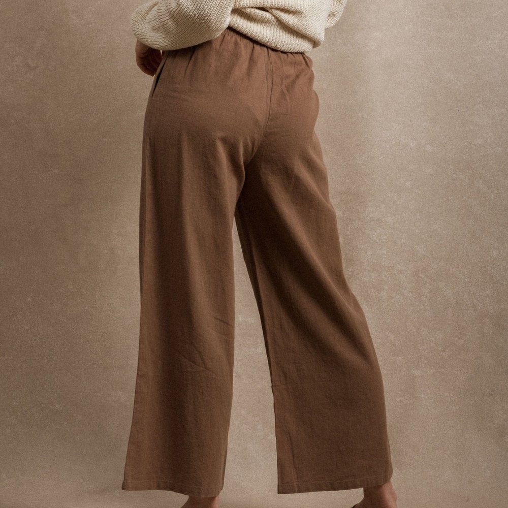 Neuflora Brown Linen Pants - Picture 4 of 5